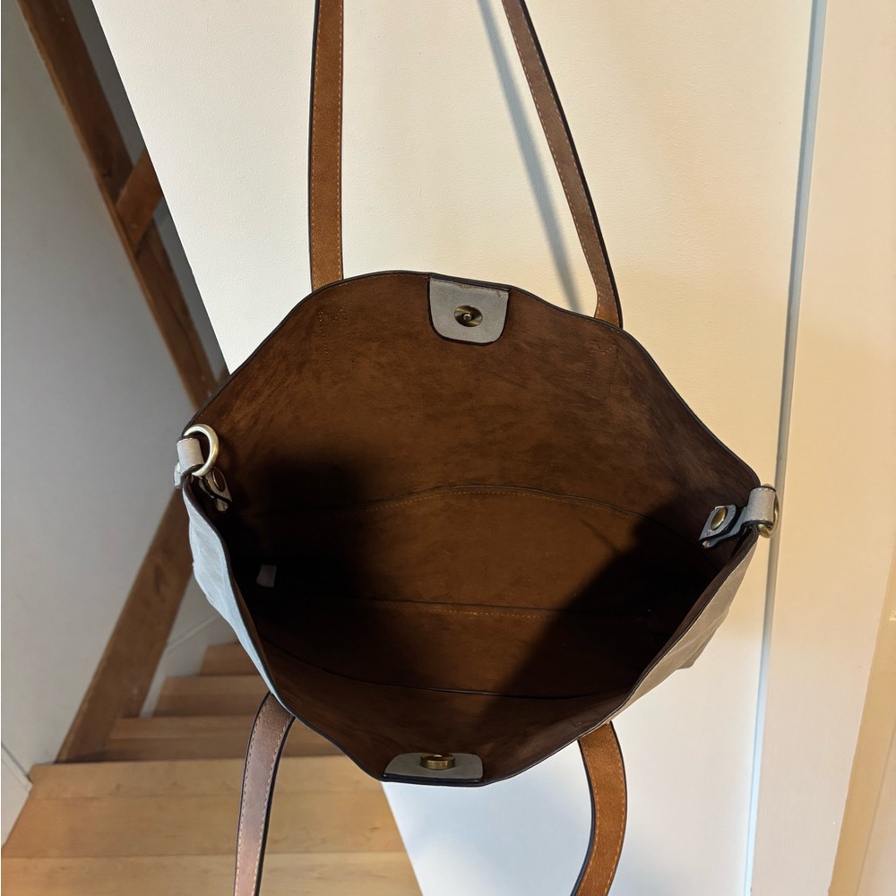 Faux Leather Basic Gray Tote Bag - image 2